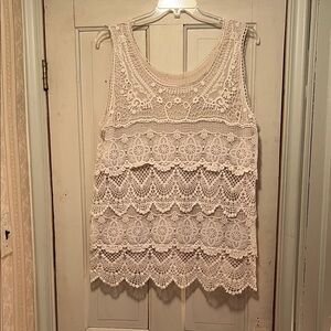 Elegant Lace Tank Top - Cream